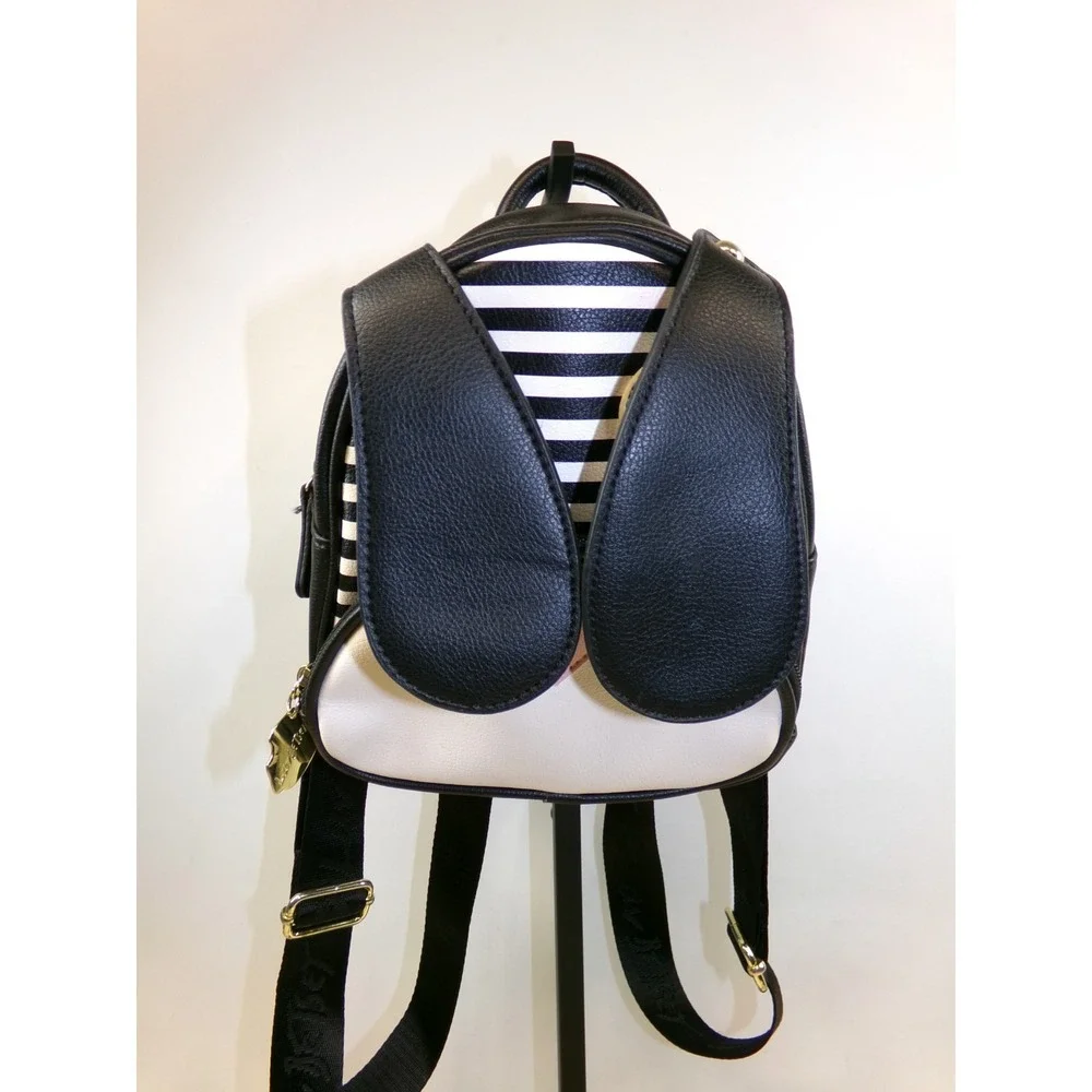Betsey Johnson Dog Puppy Mini Backpack Black White Floppy Ears Novelty Purse